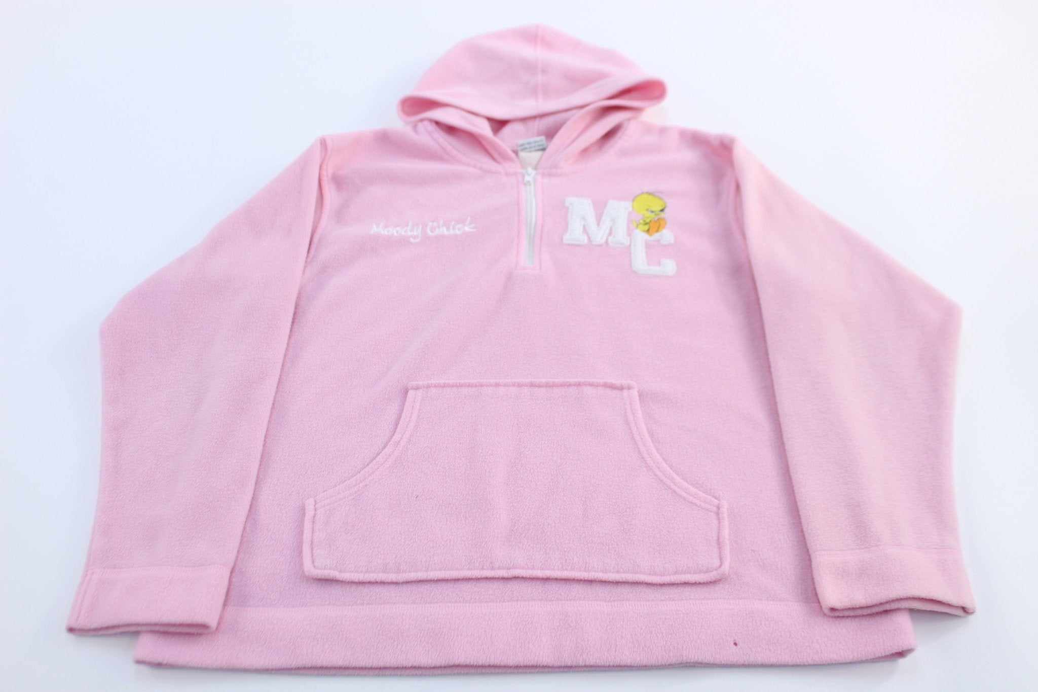 Women's 2004 Looney Tunes Embroidered Moody Chick Fleece Pullover - ThriftedThreads.com