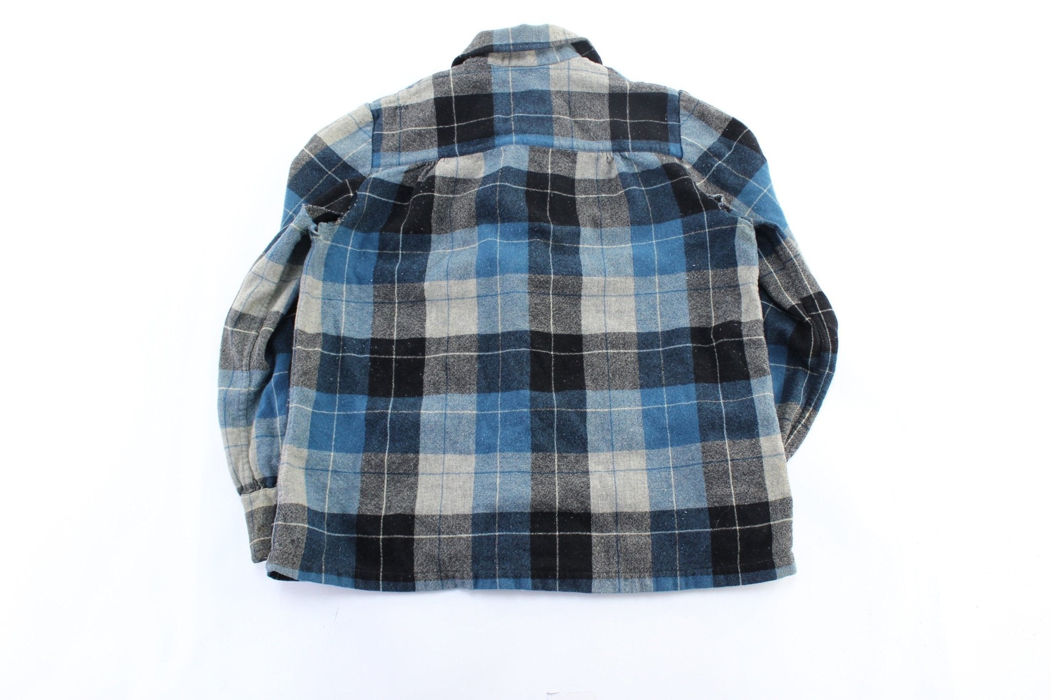 Women's 50's Pendleton Woolen Mills Blue & Black Plaid Coat - Jacket - Thrifted Threads