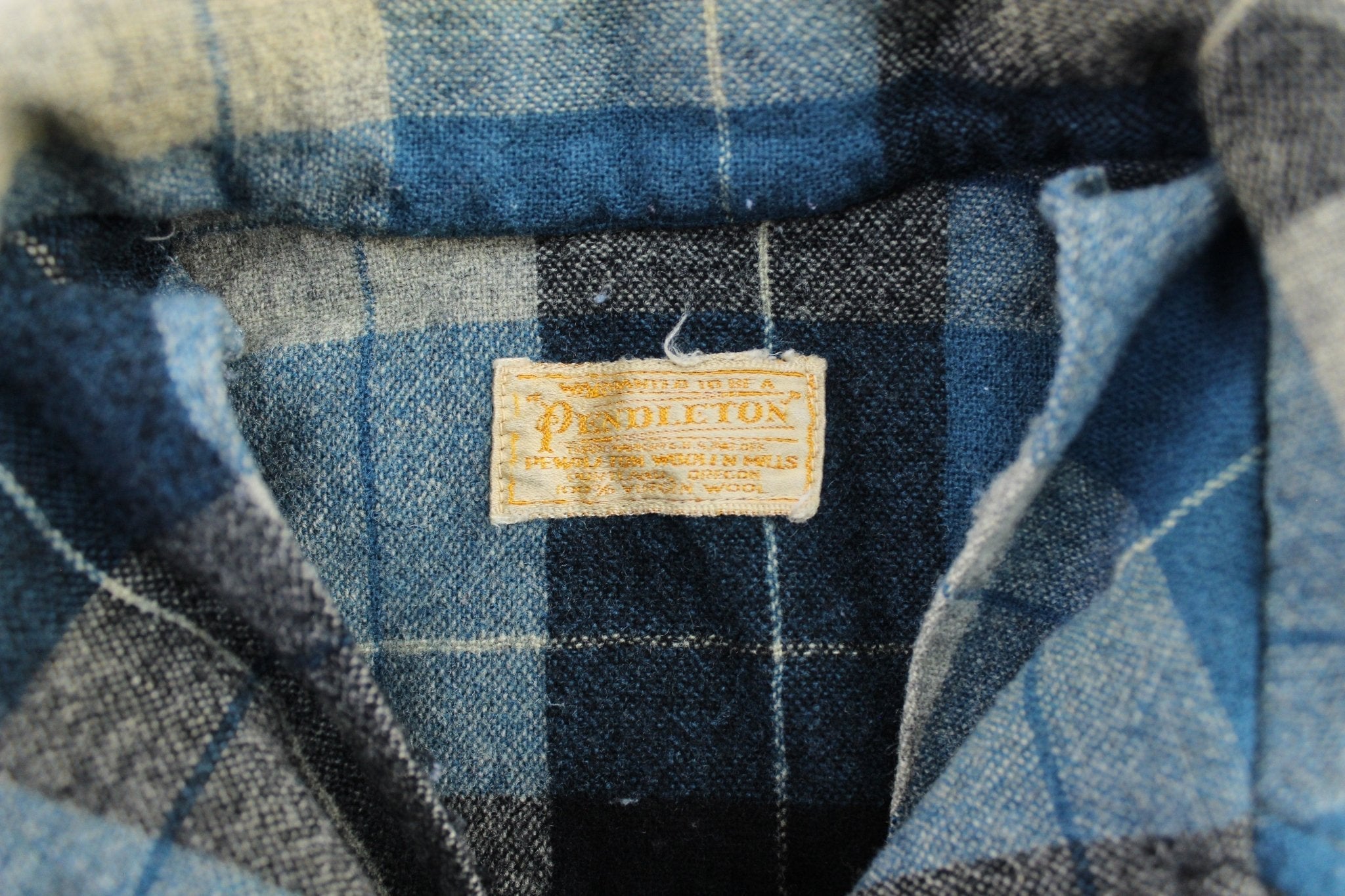 Women's 50's Pendleton Woolen Mills Blue & Black Plaid Coat - Jacket - Thrifted Threads