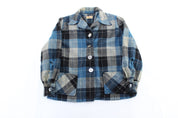 Women's 50's Pendleton Woolen Mills Blue & Black Plaid Coat - Jacket - Thrifted Threads