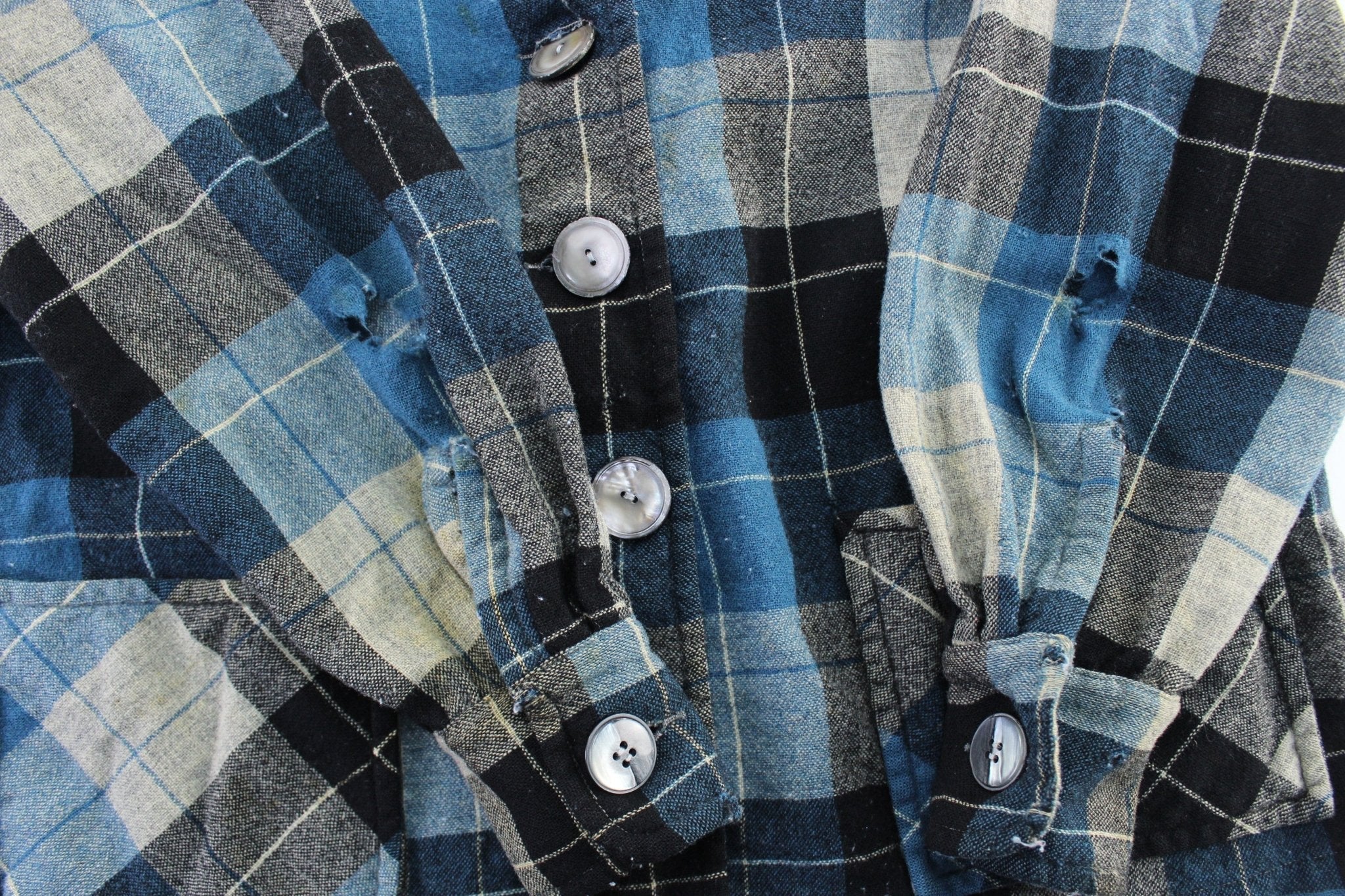 Women's 50's Pendleton Woolen Mills Blue & Black Plaid Coat - Jacket - Thrifted Threads