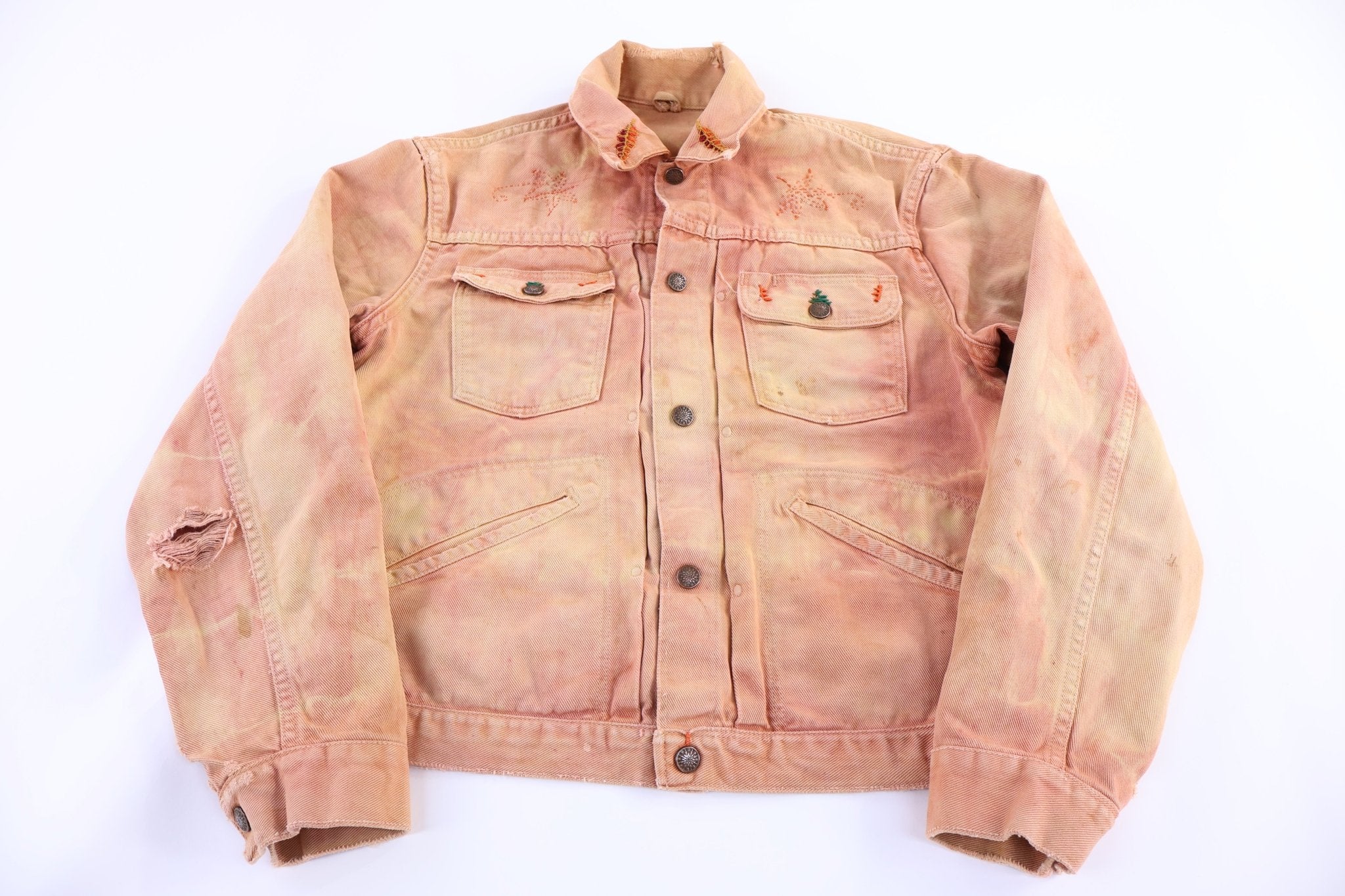 Women's 70's Orange Embroidered Jacket - Jacket - Thrifted Threads