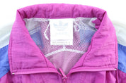 Women's 80's Adidas Embroidered Logo White, Blue, & Purple Zip Up Jacket - Jacket - Thrifted Threads