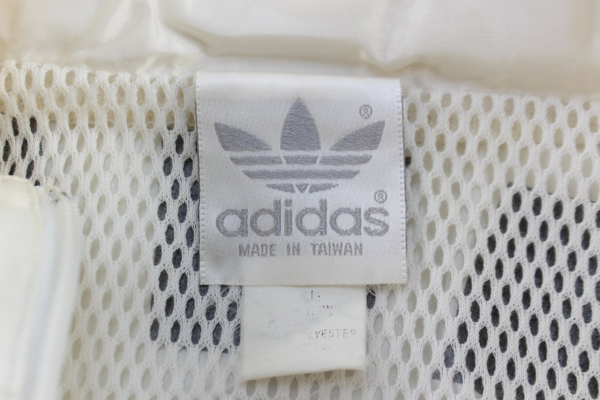 Women's 80's Adidas Logo Aqua & White Windbreaker Jacket - Jackets - Thrifted Threads