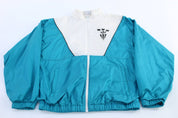 Women's 80's Adidas Logo Aqua & White Windbreaker Jacket - Jackets - Thrifted Threads