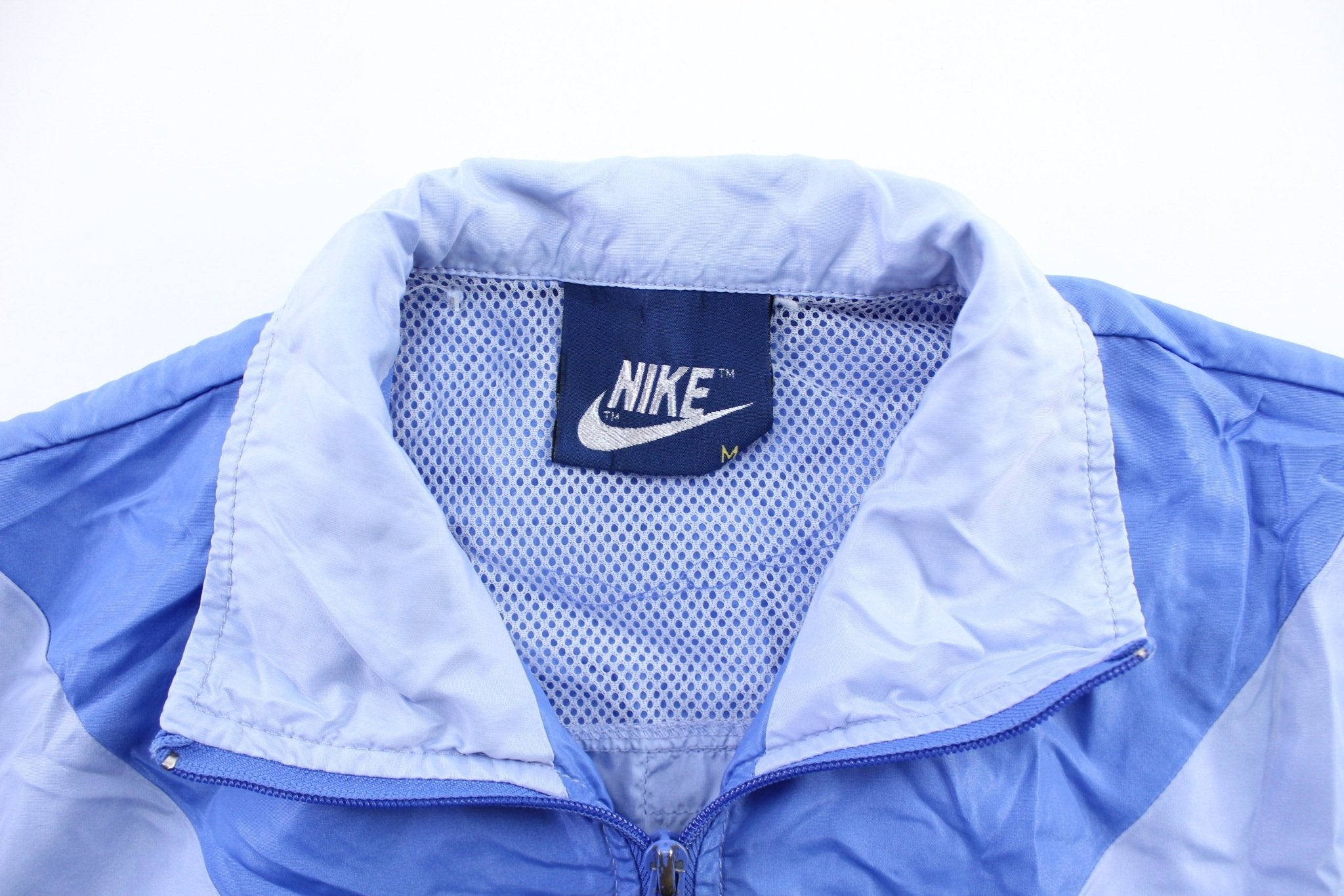 Women's 80's Nike Embroidered Logo Blue Zip Up Jacket - ThriftedThreads.com