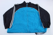Women's 90's Adidas Embroidered Logo Blue, Black, & White Striped Jacket - Jackets - Thrifted Threads