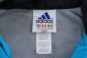 Women's 90's Adidas Embroidered Logo Blue, Black, & White Striped Jacket - Jackets - Thrifted Threads