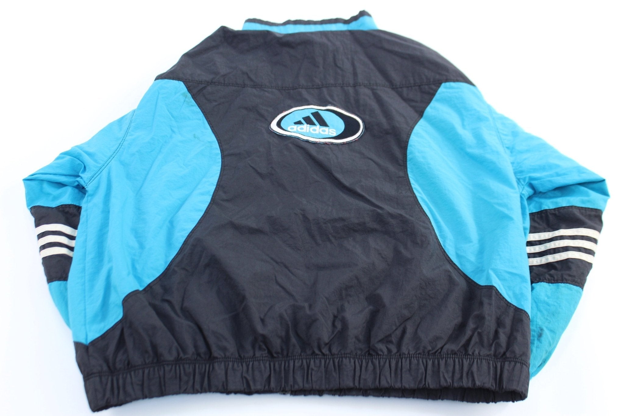 Women's 90's Adidas Embroidered Logo Blue & Black Zip Up Jacket - Jackets - Thrifted Threads