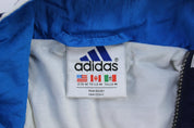 Women's 90's Adidas Embroidered Logo Blue & White Striped Zip Up Jacket - Jackets - Thrifted Threads