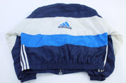 Women's 90's Adidas Embroidered Logo Blue & White Striped Zip Up Jacket - Jackets - Thrifted Threads