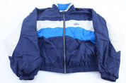 Women's 90's Adidas Embroidered Logo Blue & White Striped Zip Up Jacket - Jackets - Thrifted Threads