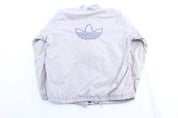 Women's 90's Adidas Trefoil Light Grey & Blue Striped Zip Up Jacket - Jacket - Thrifted Threads