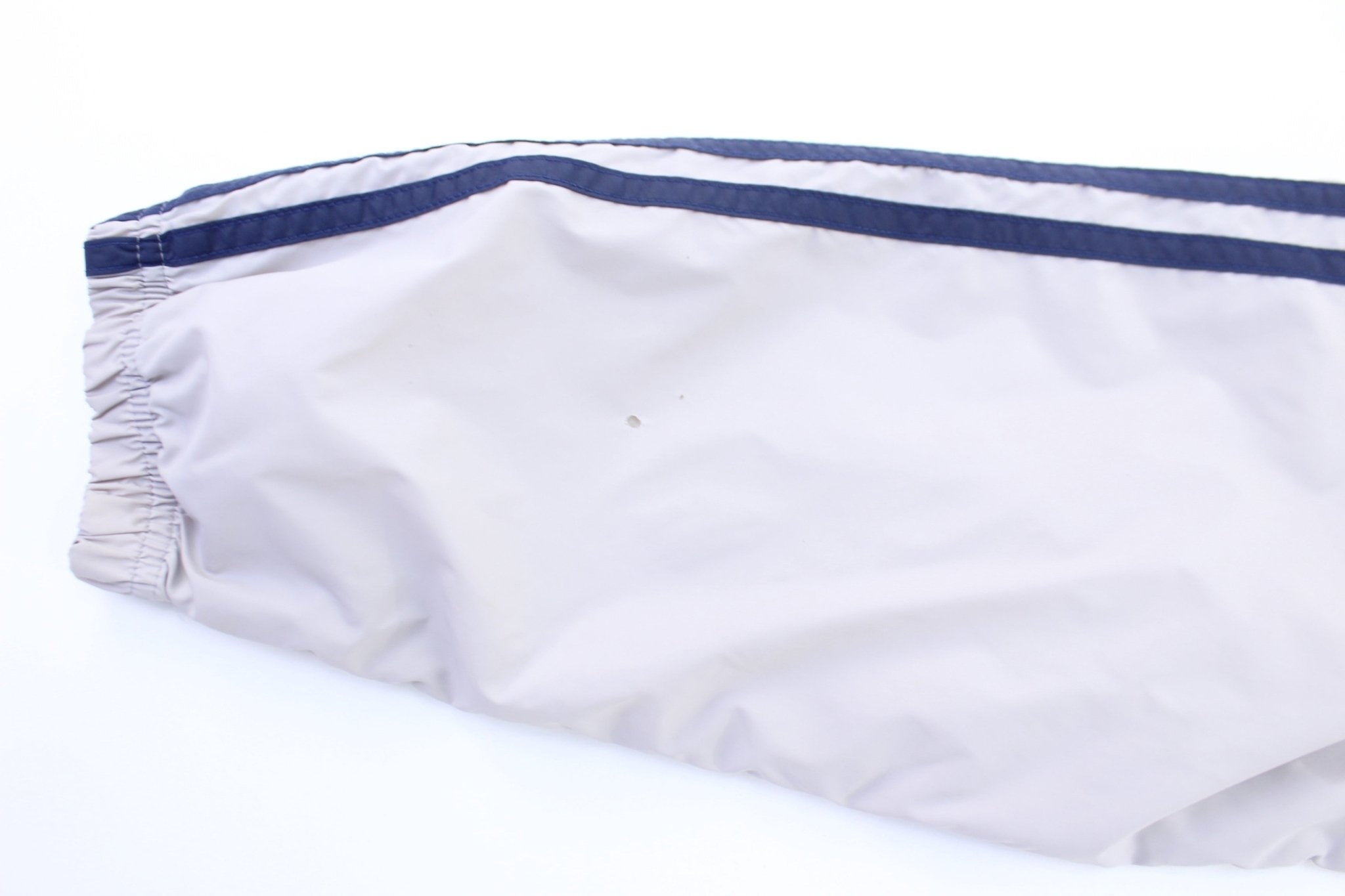 Women's 90's Adidas Trefoil Light Grey & Blue Striped Zip Up Jacket - Jacket - Thrifted Threads