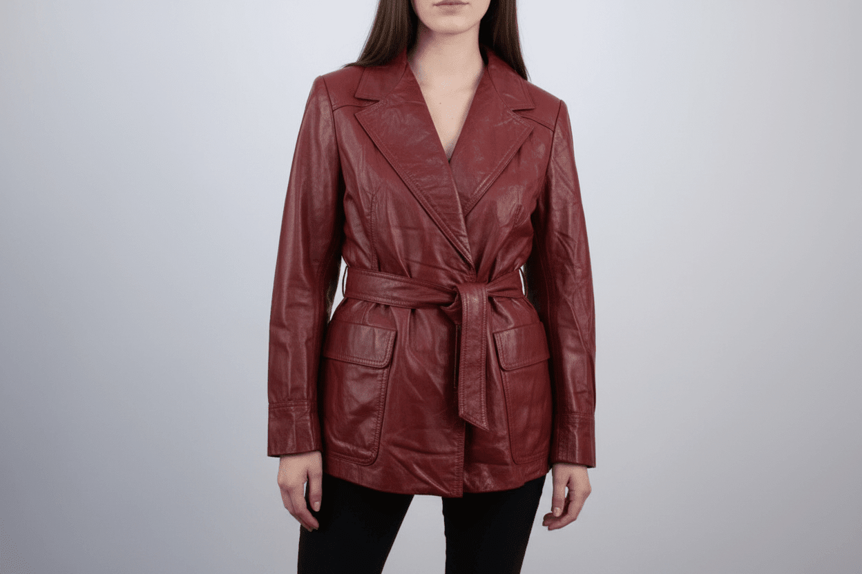 Women's 90's Berman's Red Leather Jacket - Jacket - Thrifted Threads