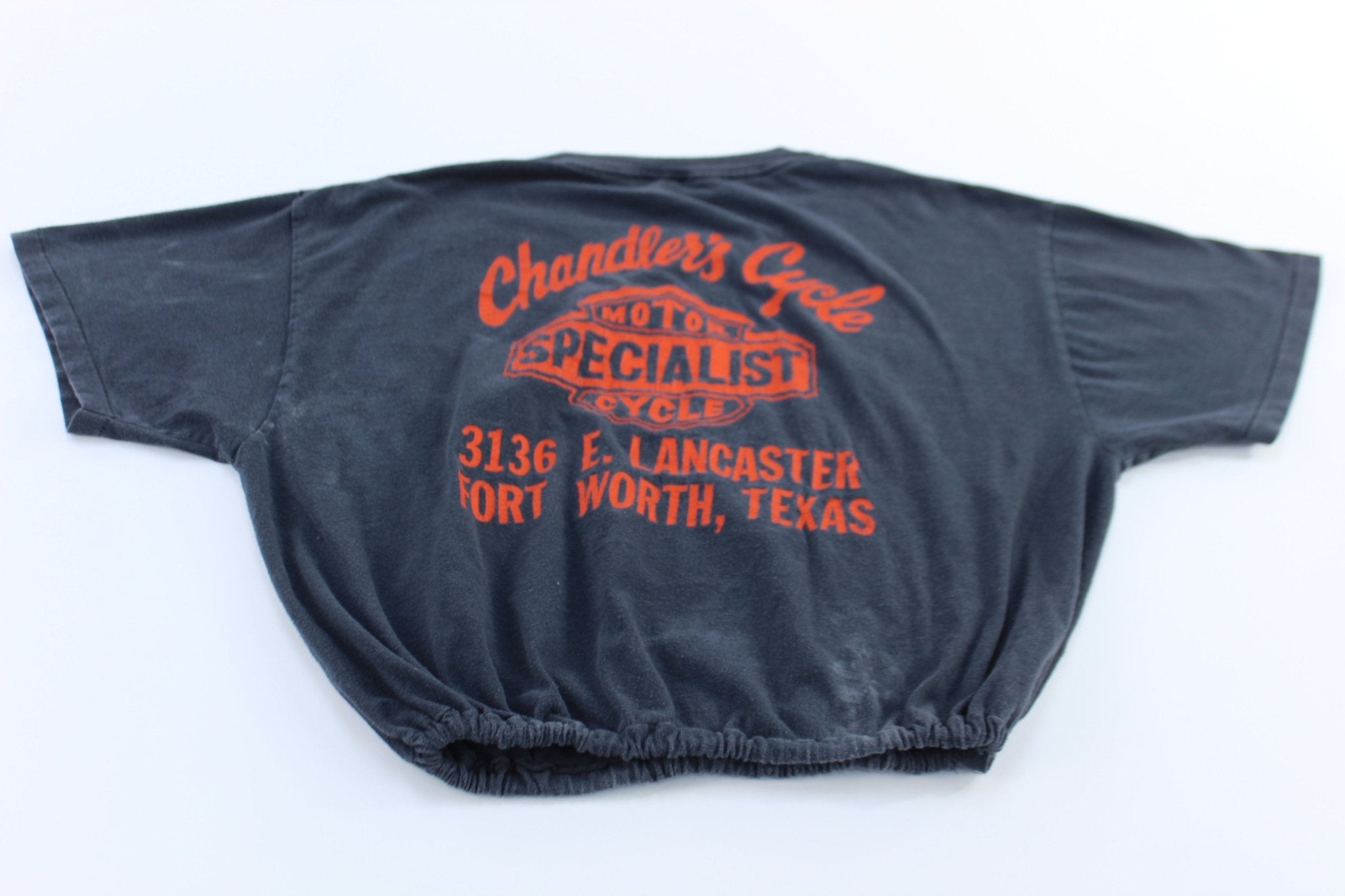 Women's 90s Chandler's Cycle Motorcycle Specialist Whiskey Biker T-Shirt - ThriftedThreads.com