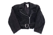 Women's 90's Contempo Black Leather Suede Jacket - Jacket - Thrifted Threads