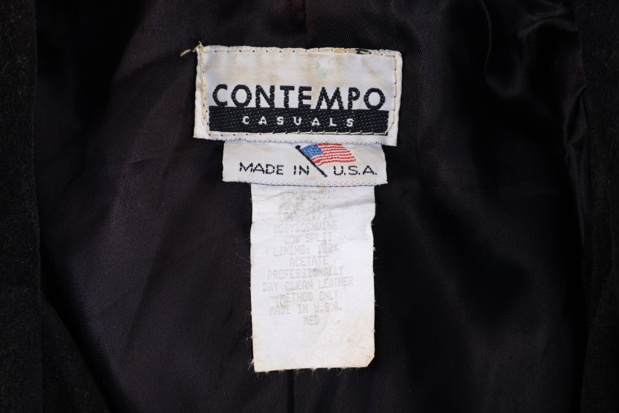 Women's 90's Contempo Black Leather Suede Jacket - Jacket - Thrifted Threads