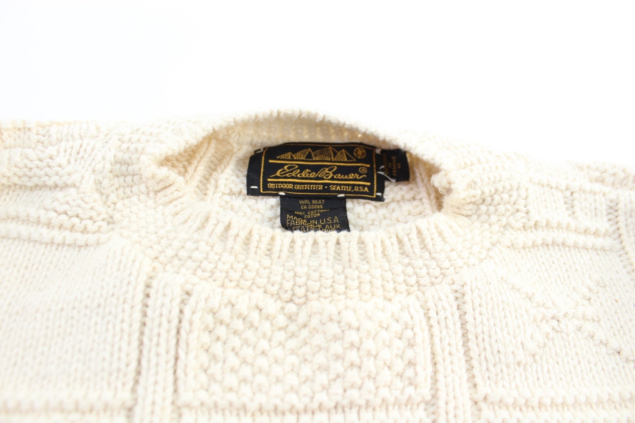 Women's 90's Eddie Bauer White Knitted Patterned Sweater - ThriftedThreads.com