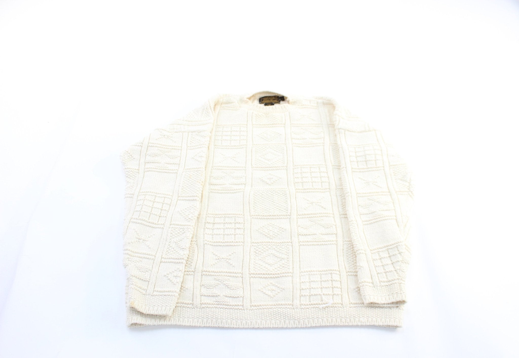 Women's 90's Eddie Bauer White Knitted Patterned Sweater - ThriftedThreads.com