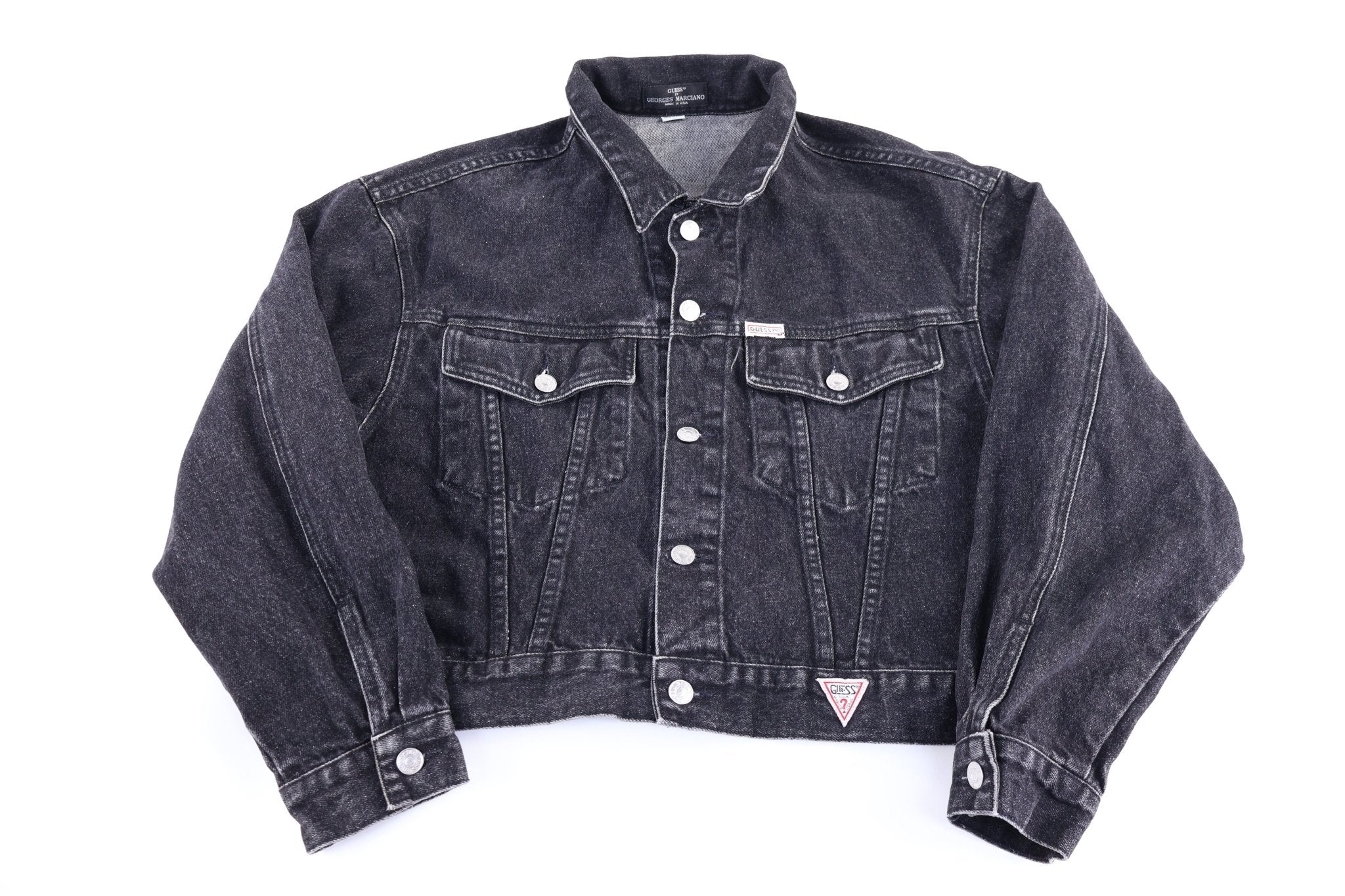 Women's 90's Guess Black Denim Crop Jacket - Jacket - Thrifted Threads
