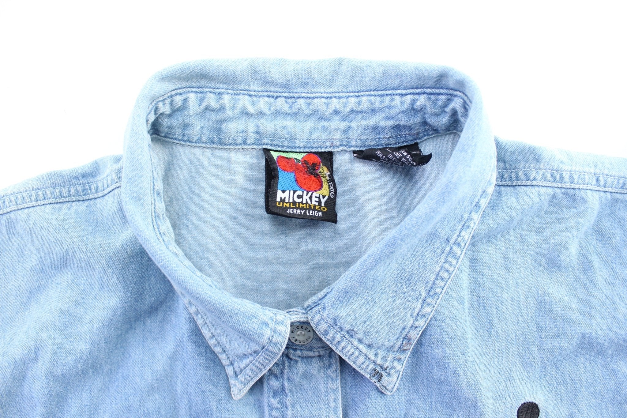 Women's 90's Mickey Classics Embroidered LS Button Down - ThriftedThreads.com