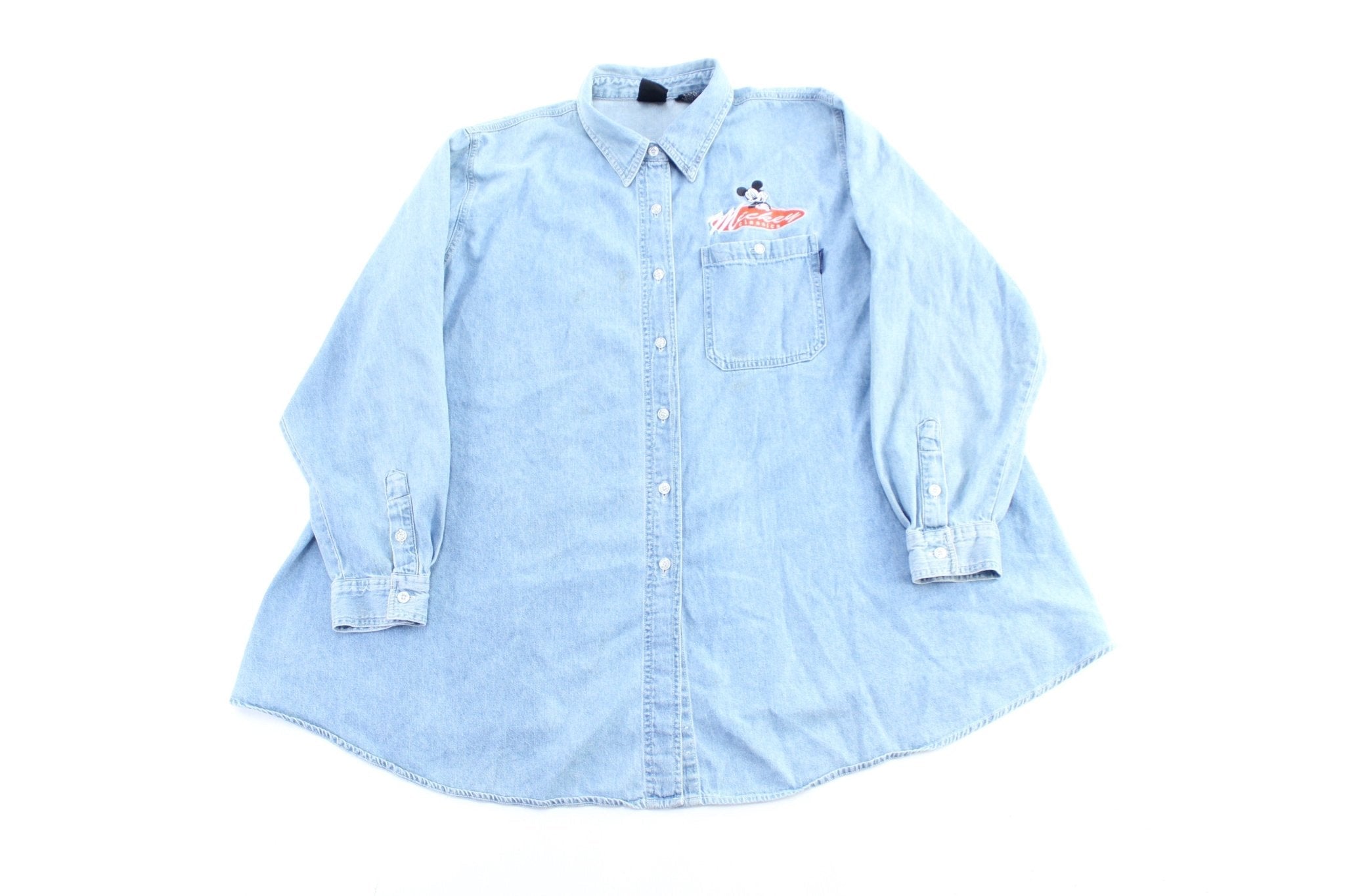 Women's 90's Mickey Classics Embroidered LS Button Down - Button Ups/Downs - Thrifted Threads