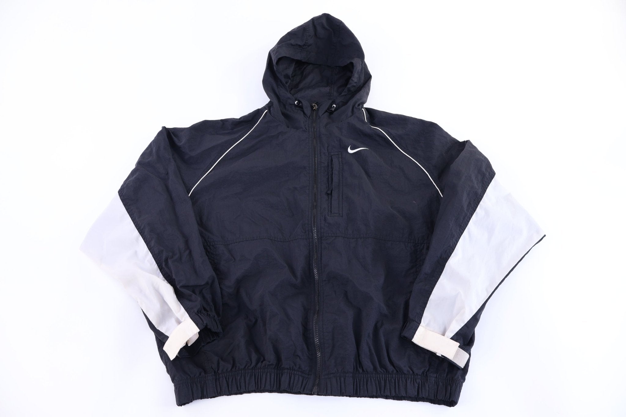 Women's 90's Nike Embroidered Logo Black & White Full Zip Jacket - Jacket - Thrifted Threads