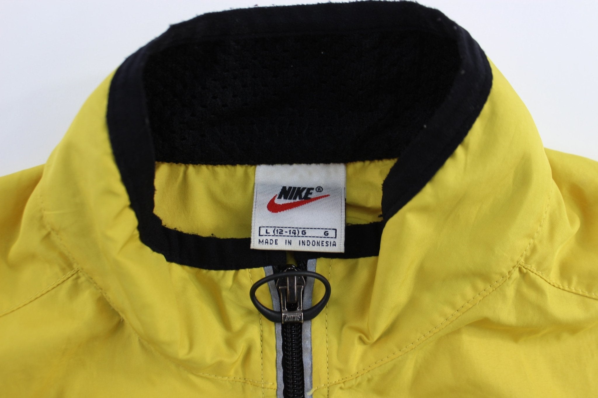 Women's 90's Nike Embroidered Logo Black & Yellow Zip Up Vest - Jacket - Thrifted Threads