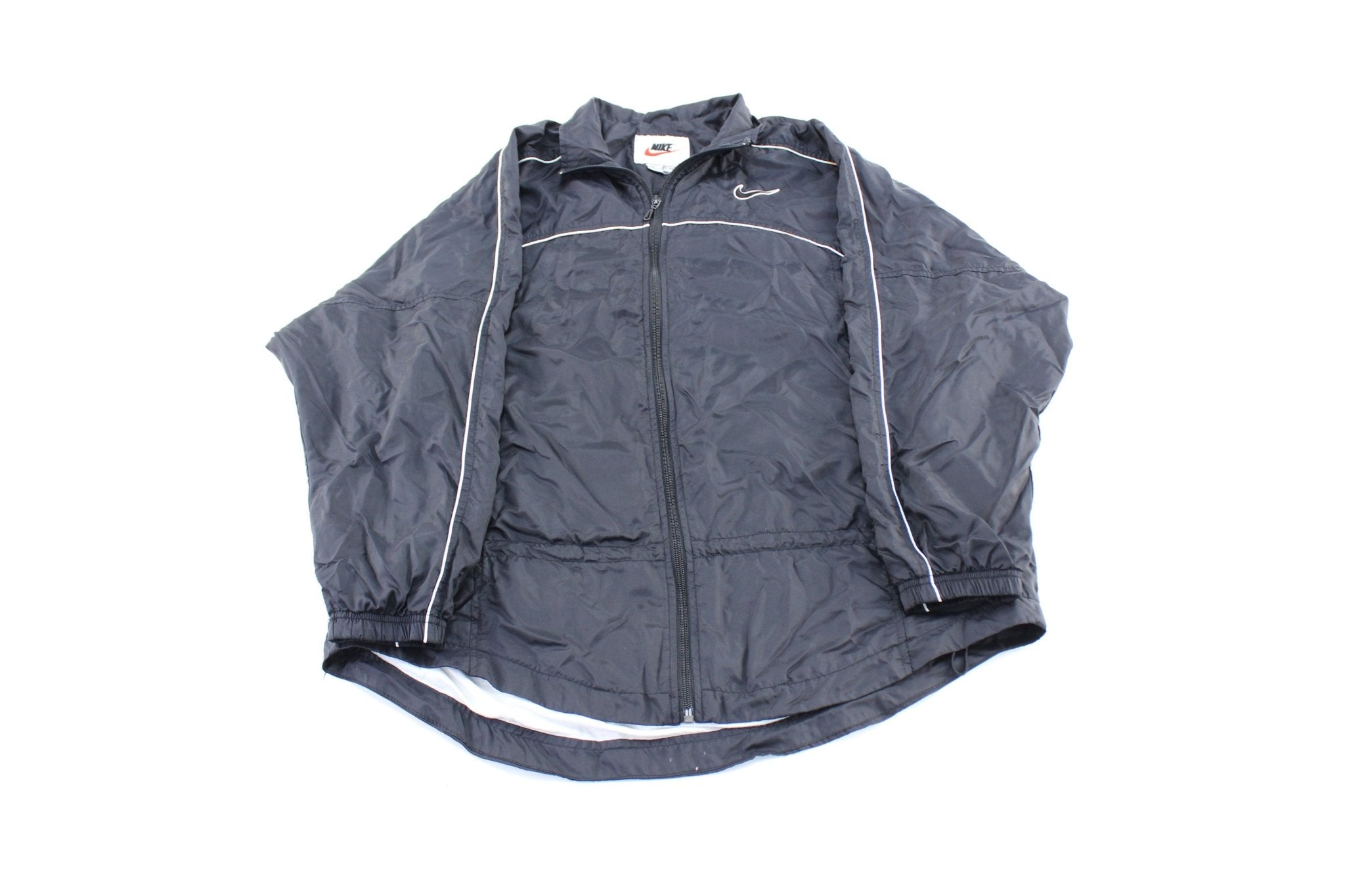 Women's 90's Nike Embroidered Logo Black Zip Up Jacket - ThriftedThreads.com