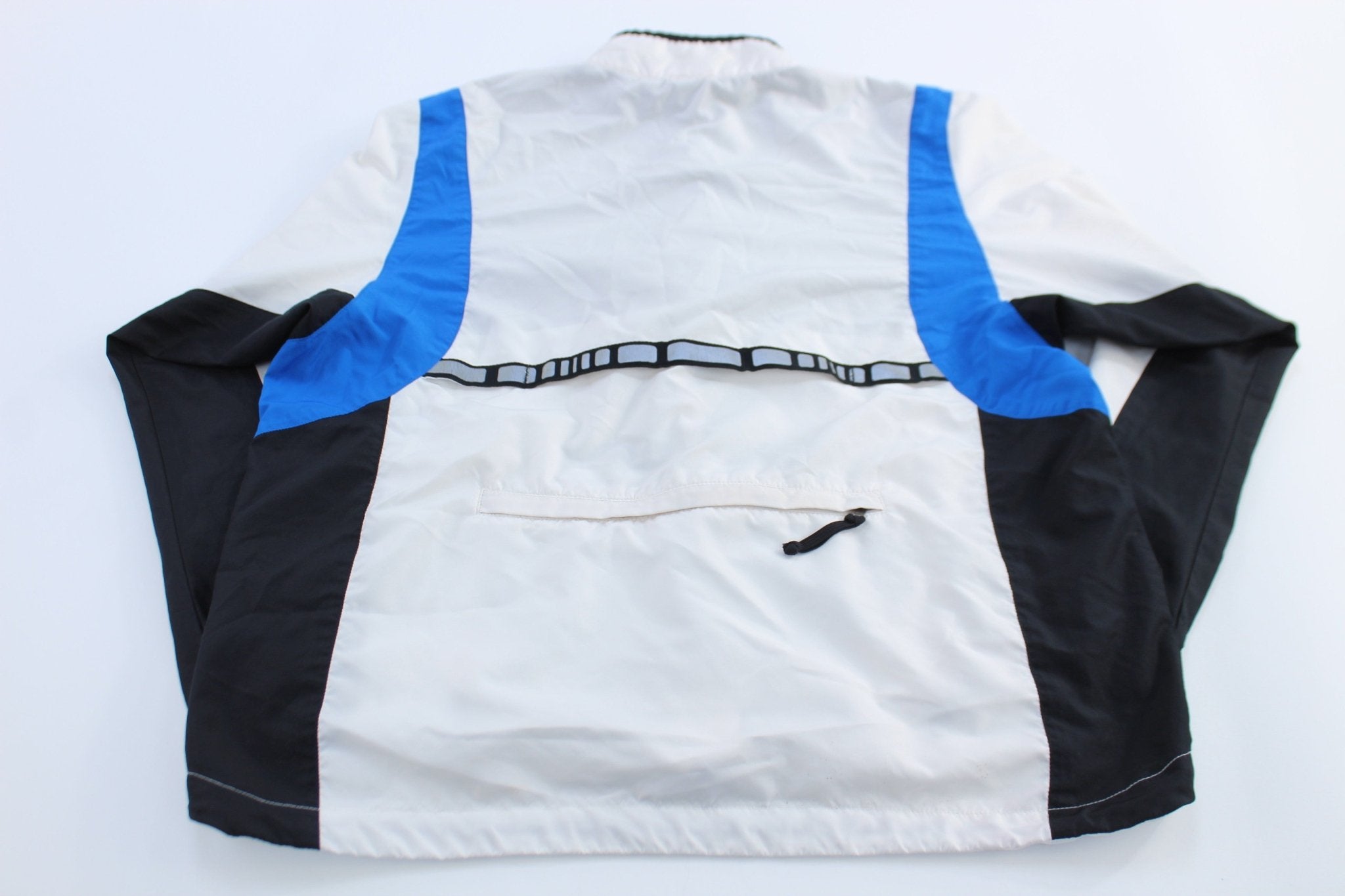 Women's 90's Nike Embroidered Logo Blue, Black, & White Zip Up Jacket - ThriftedThreads.com