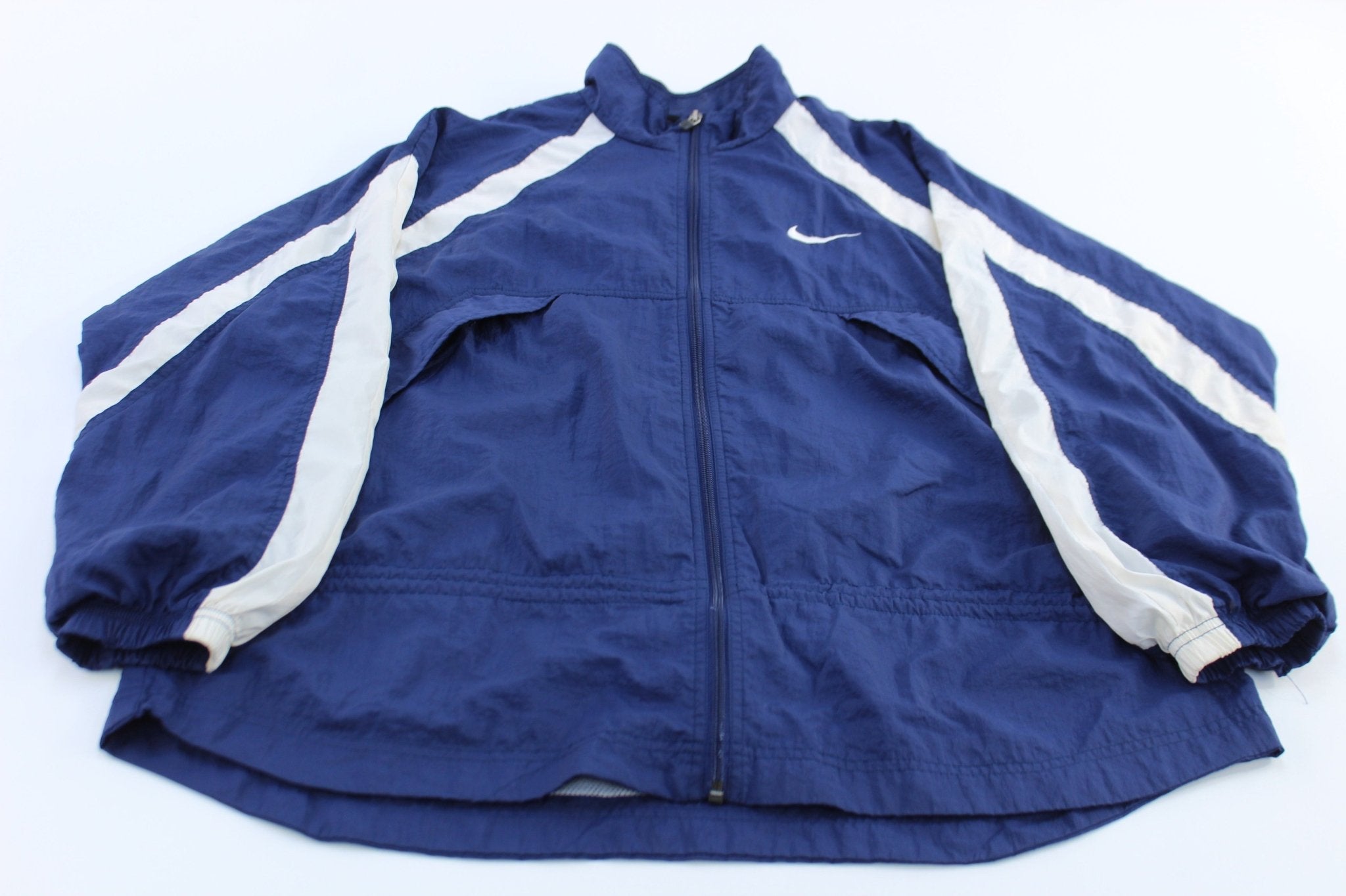 Women's 90's Nike Embroidered Logo Blue & White Zip Up Jacket - ThriftedThreads.com