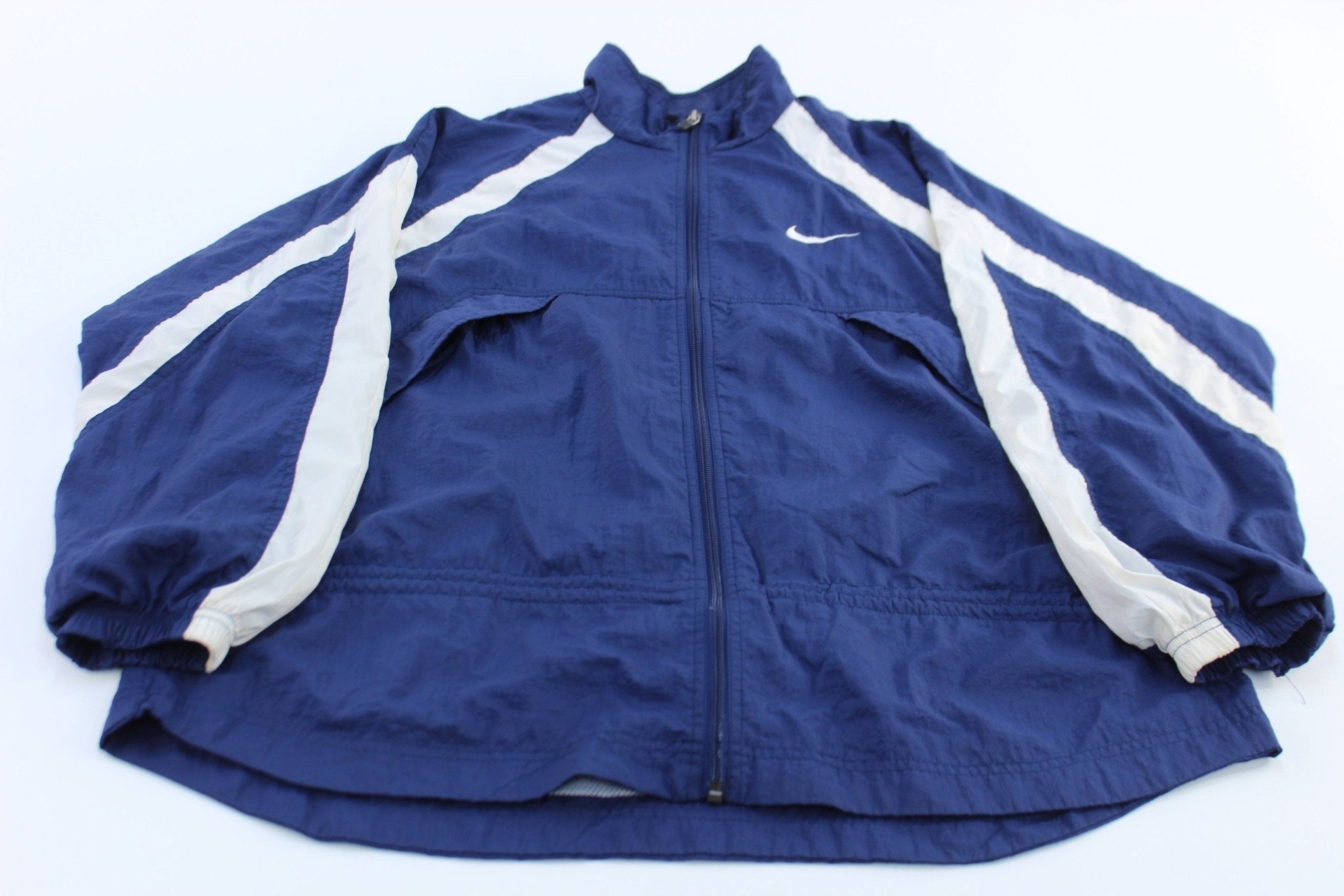 Women's 90's Nike Embroidered Logo Blue & White Zip Up Jacket - Jackets - Thrifted Threads