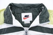 Women's 90's Nike Embroidered Logo Green & White Striped Zip Up Jacket - ThriftedThreads.com