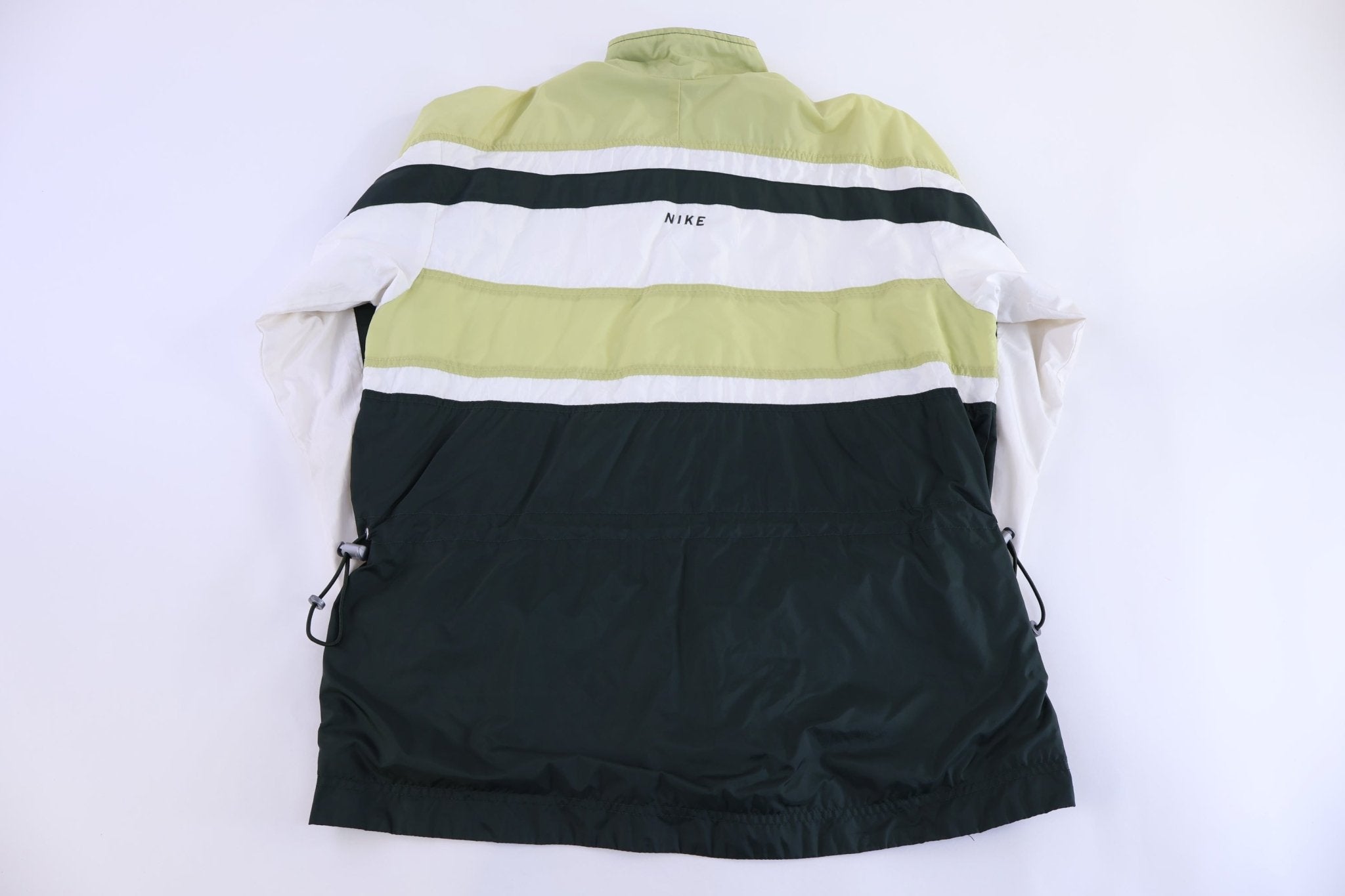 Women's 90's Nike Embroidered Logo Green & White Striped Zip Up Jacket - Jacket - Thrifted Threads