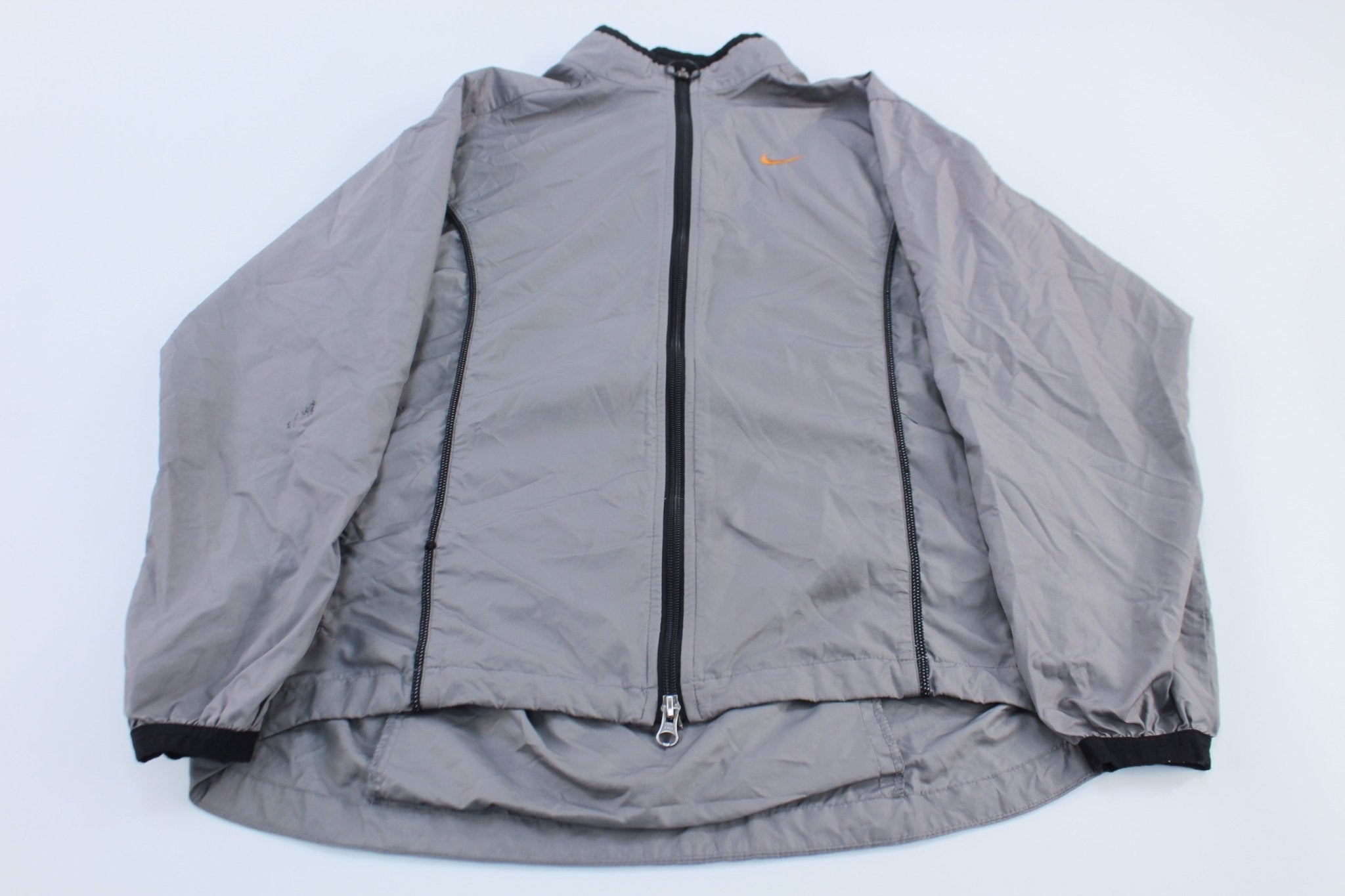 Women's 90's Nike Embroidered Logo Grey & Black Zip Up Jacket - Jackets - Thrifted Threads