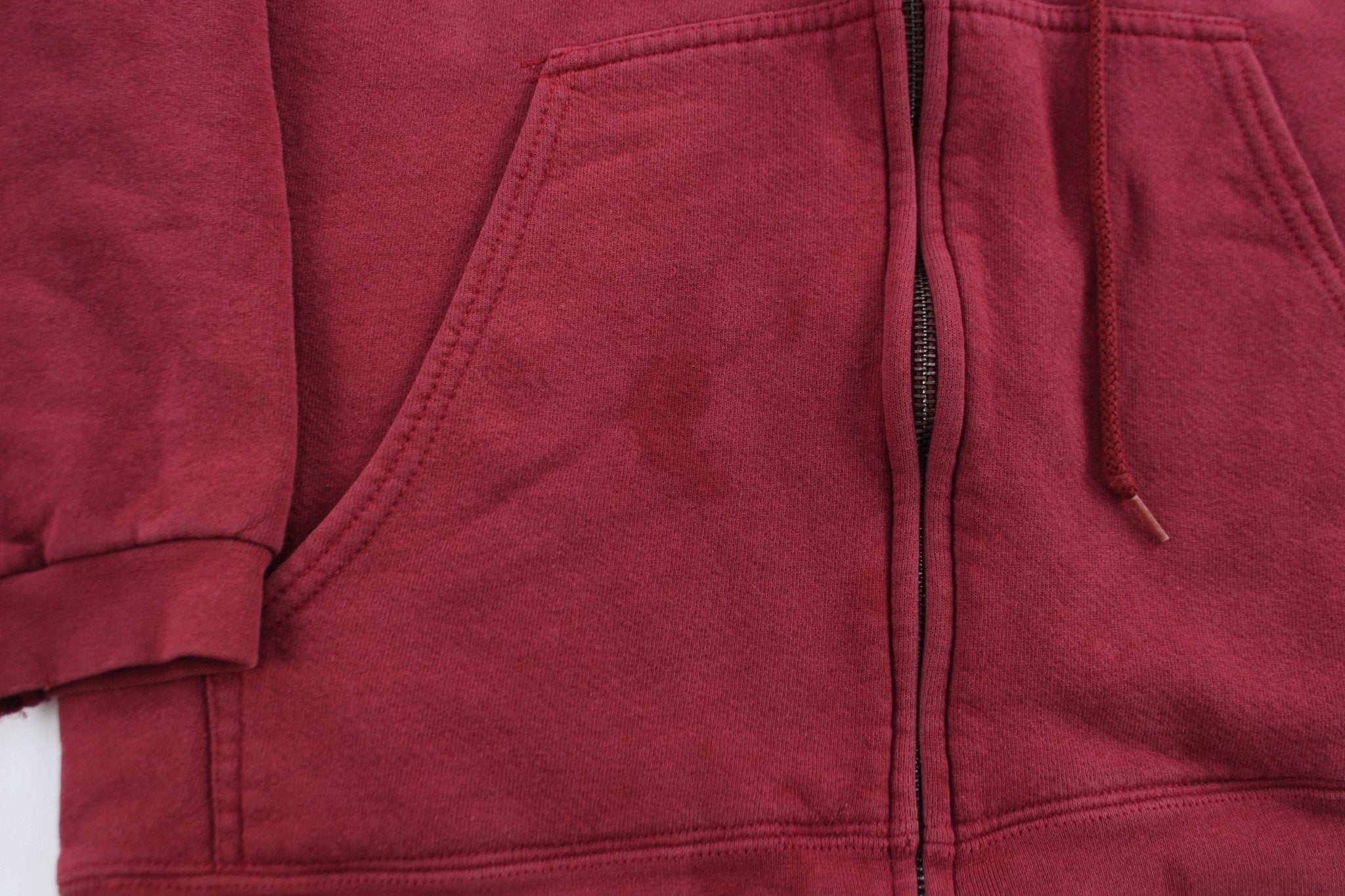 Women's 90's Nike Embroidered Logo Maroon Zip Up Hoodie - ThriftedThreads.com