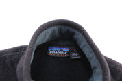Women's 90's Patagonia Logo Patch Black Fleece Zip Up Vest - ThriftedThreads.com