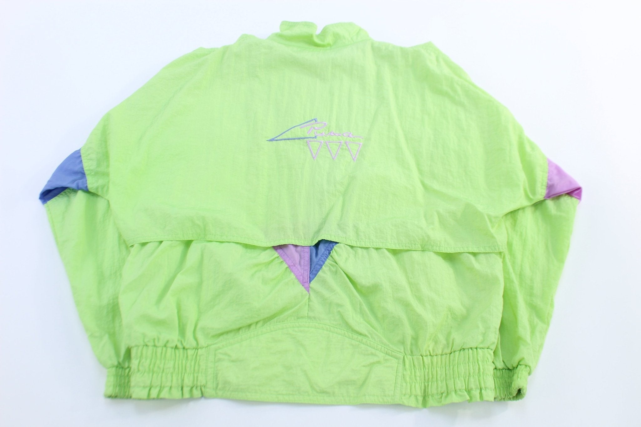 Women's 90's Puma Lime Green & Blue Full Zip Windbreaker - Jackets - Thrifted Threads