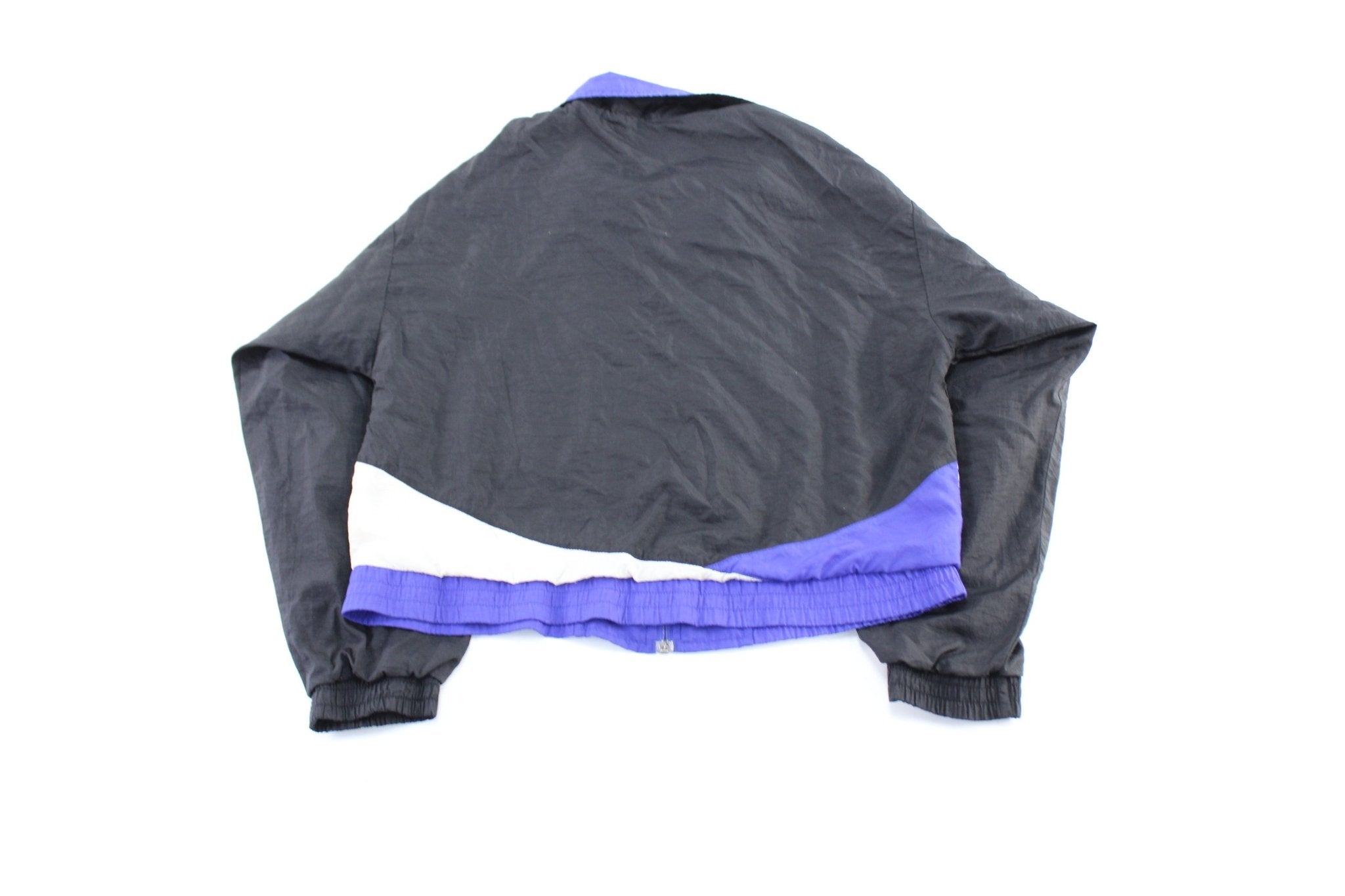 Women's 90's Reebok Embroidered Logo Black, Blue, & White Zip Up Jacket - ThriftedThreads.com