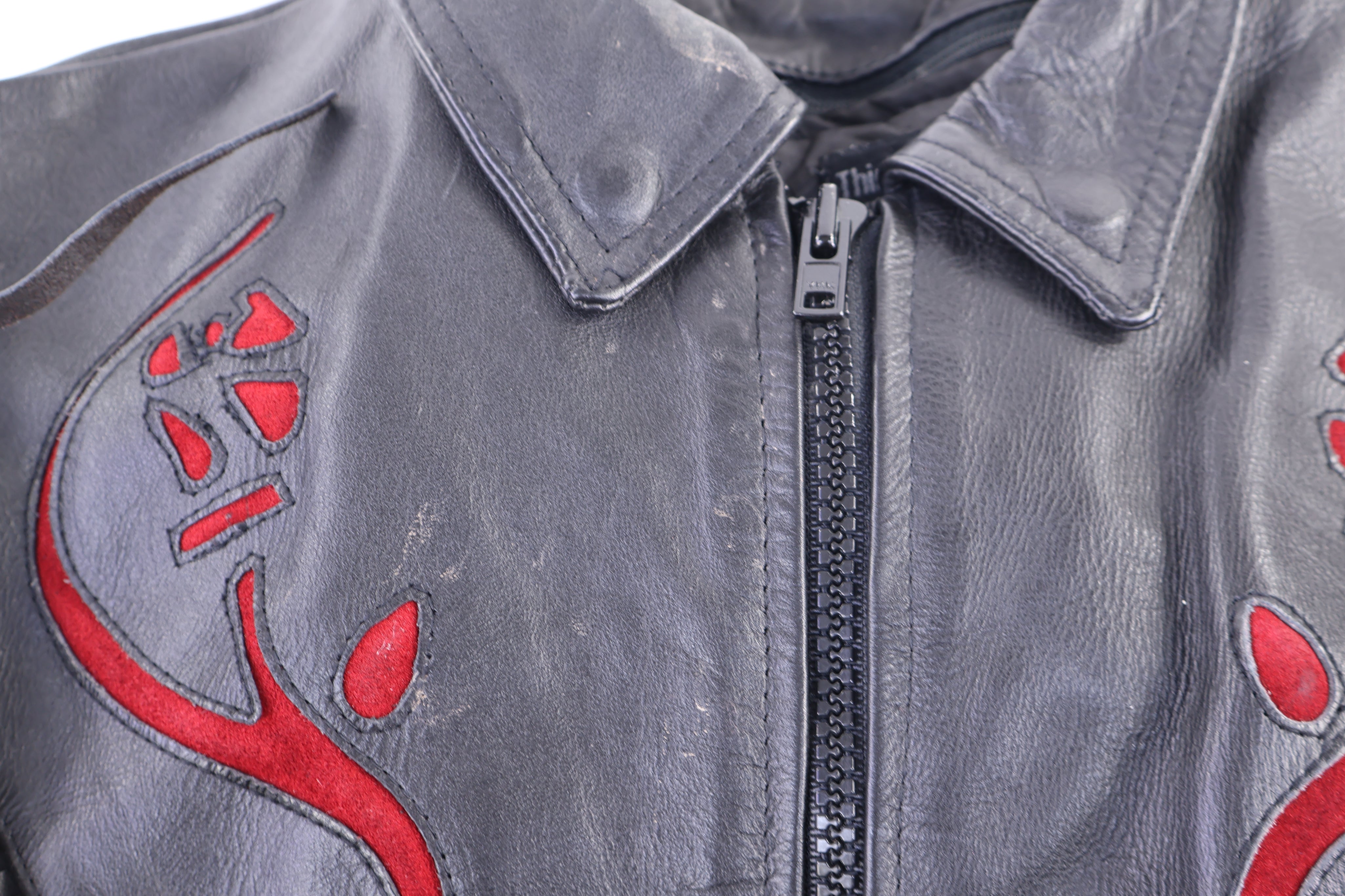 Women's 90's Thinsulate Black Leather Full Zip Fringe Jacket - Jacket - Thrifted Threads