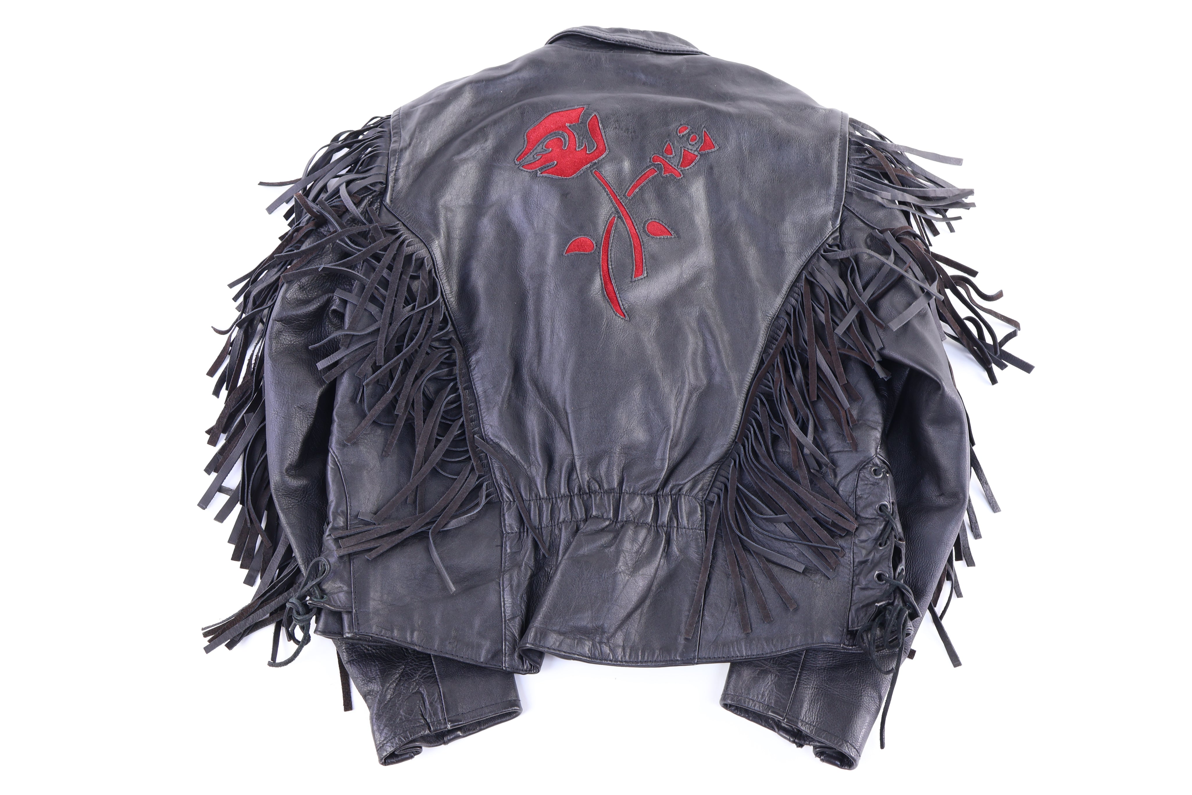 Women's 90's Thinsulate Black Leather Full Zip Fringe Jacket - Jacket - Thrifted Threads