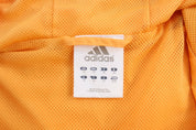 Women's Adidas Embroidered Logo Black & Orange Striped Zip Up Jacket - ThriftedThreads.com