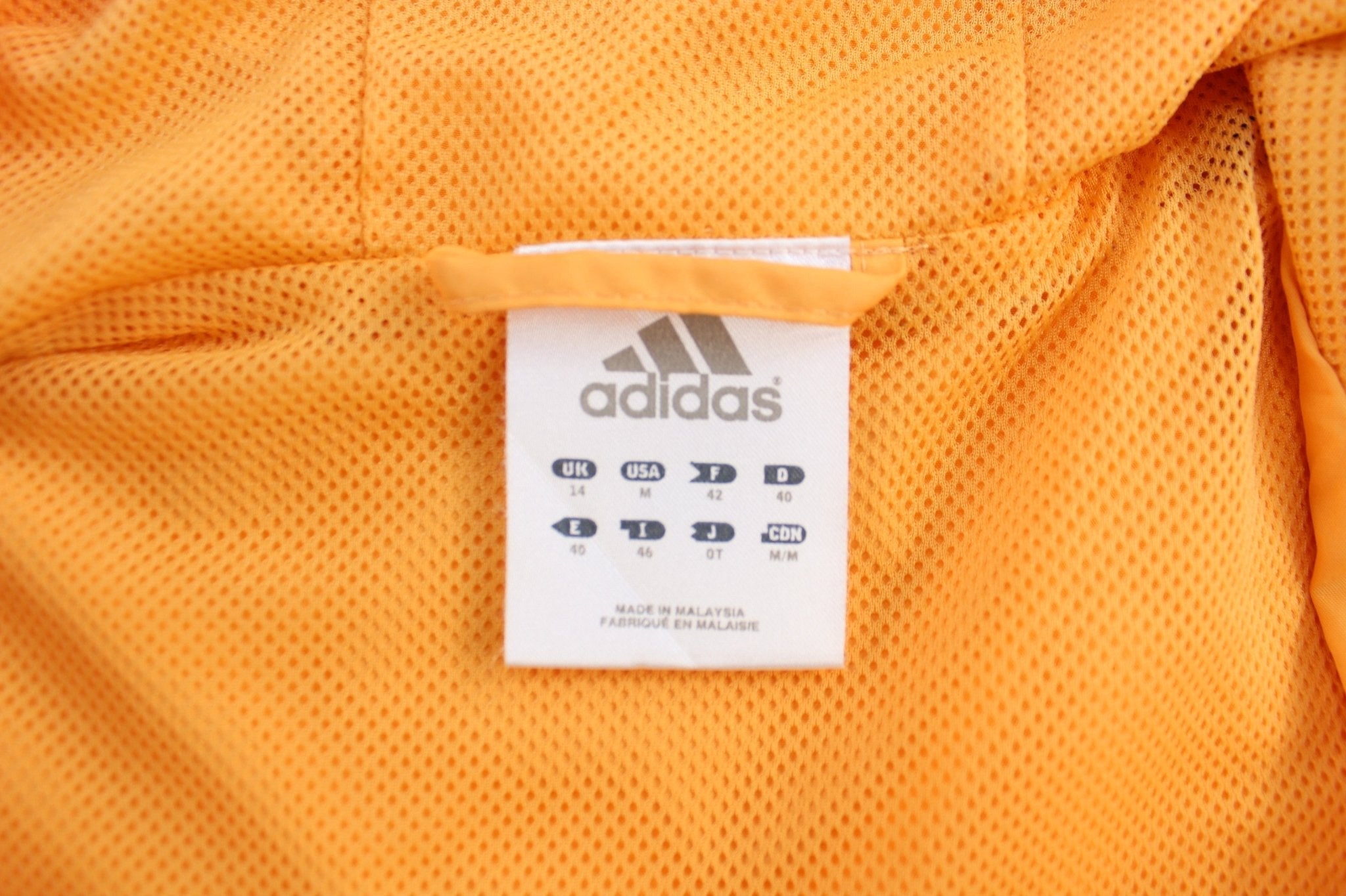 Women's Adidas Embroidered Logo Black & Orange Striped Zip Up Jacket - ThriftedThreads.com
