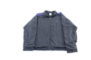 Women's Adidas Embroidered Logo Black & Purple Striped Zip Up Jacket - Jacket - Thrifted Threads