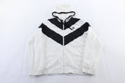 Women's Adidas Embroidered Logo Black & White Striped Zip Up Jacket - Jacket - Thrifted Threads