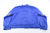 Women's Adidas Embroidered Logo Blue, Black, & White Striped Zip Up Jacket - ThriftedThreads.com