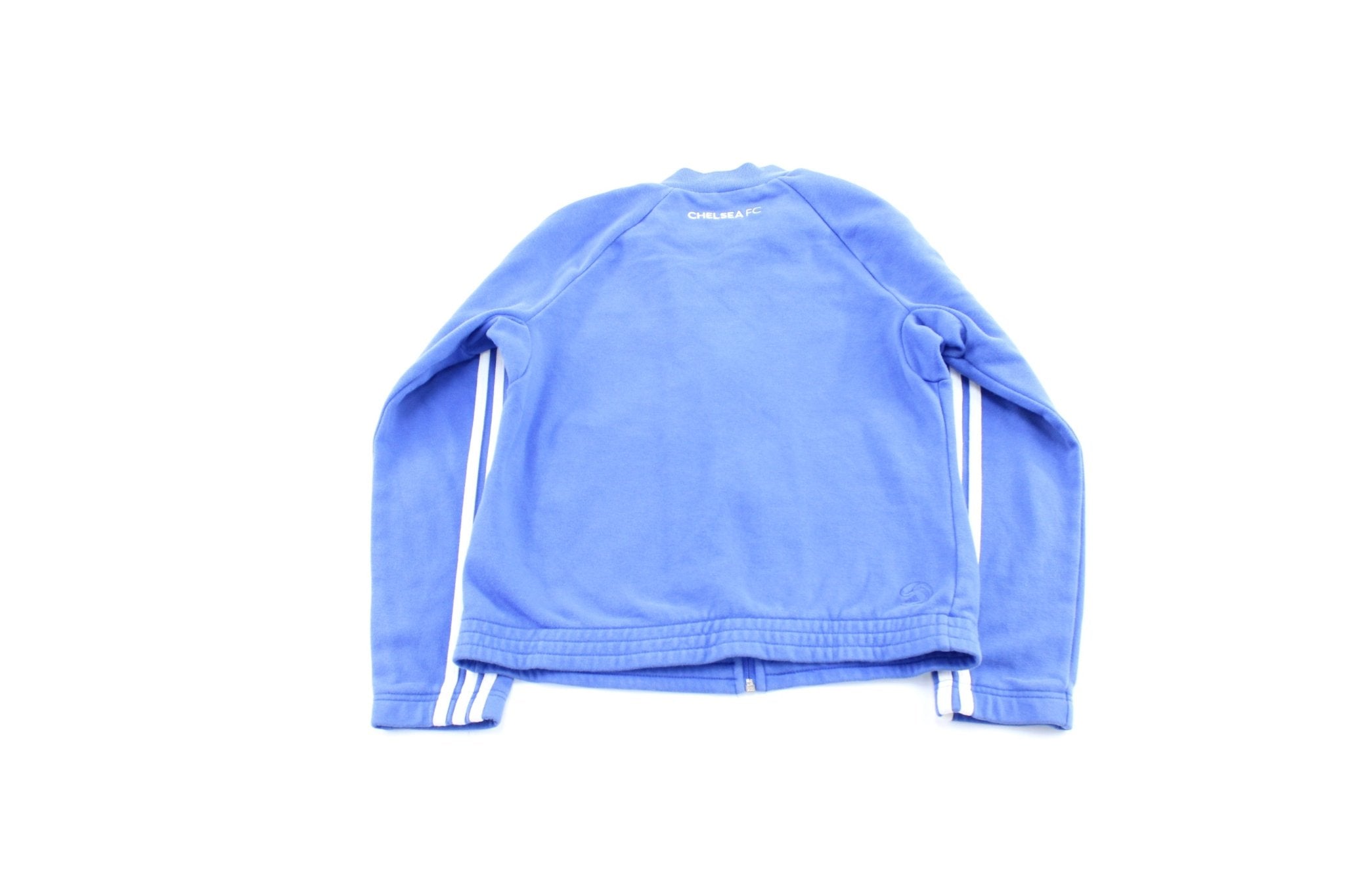 Women's Adidas Embroidered Logo Chelsea Football Club Striped Zip Up Jacket - ThriftedThreads.com
