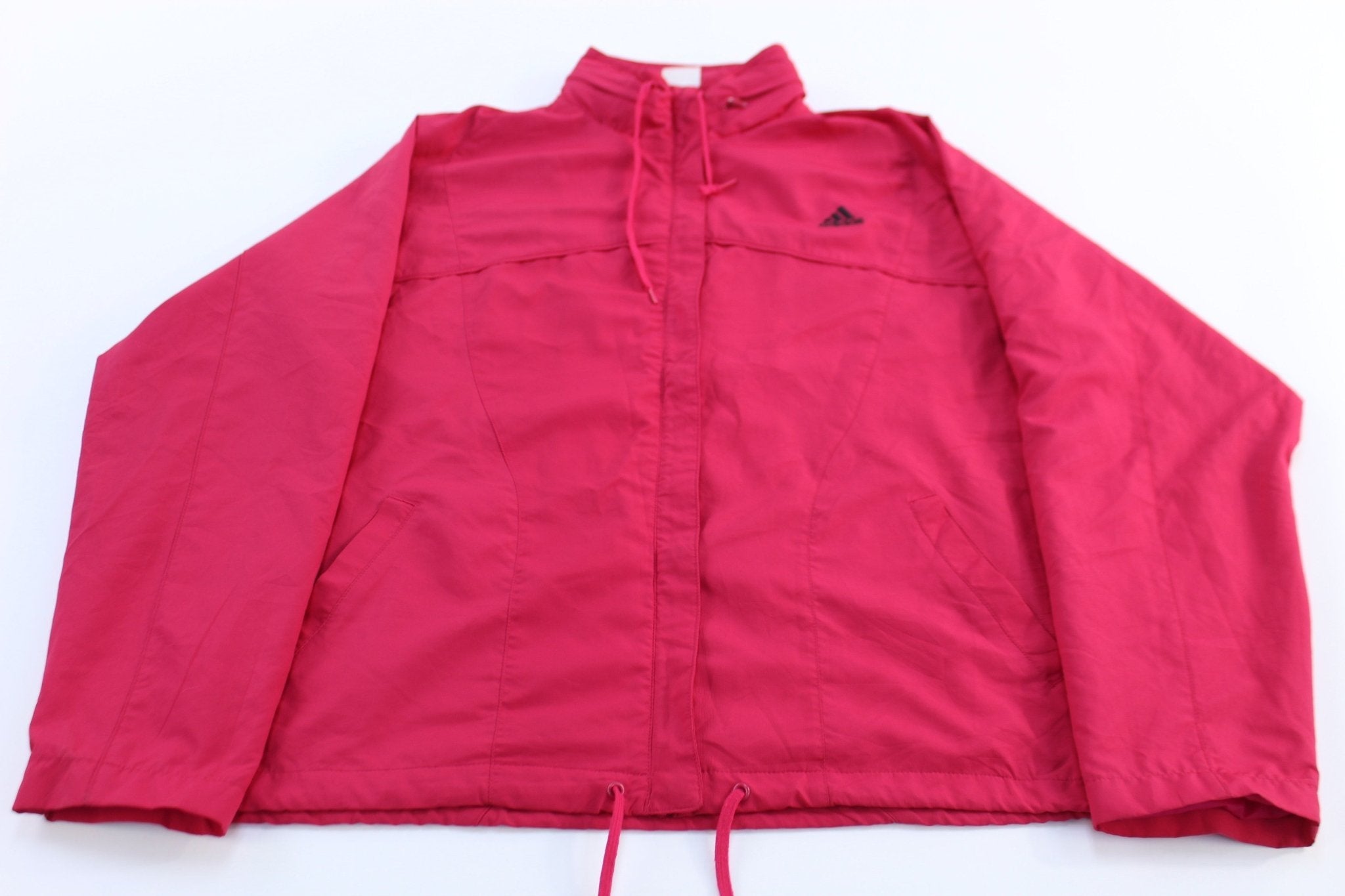 Women's Adidas Embroidered Logo Pink Striped Zip Up Jacket - Jackets - Thrifted Threads