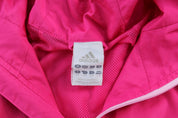 Women's Adidas Embroidered Logo Pink & White Striped Zip Up Jacket - Jacket - Thrifted Threads